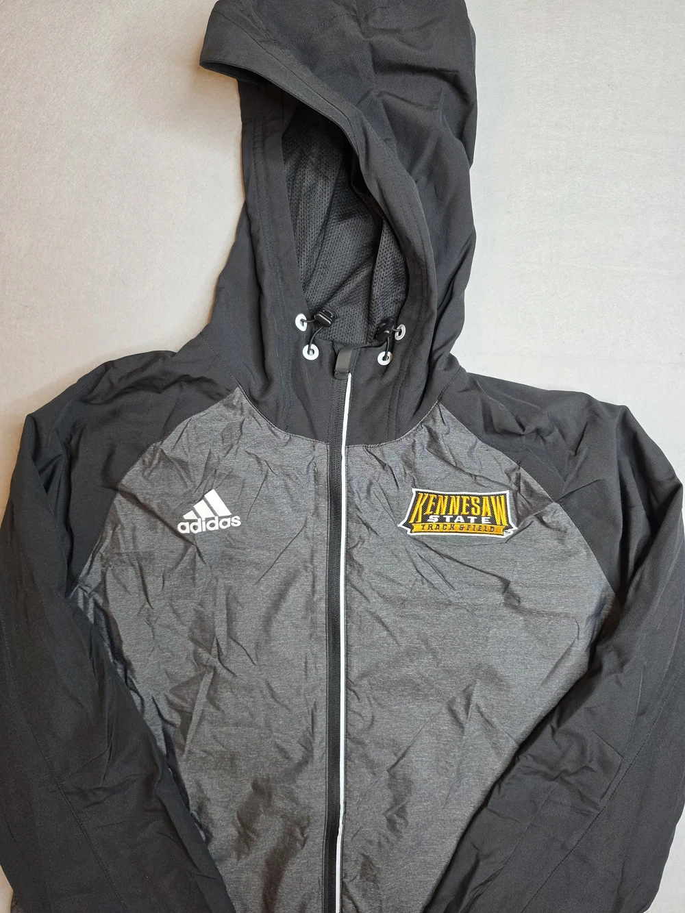 adidas Men's Black & Gray Kennesaw Hooded Windbreaker